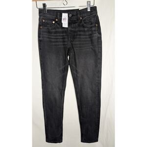 American Eagle Womens Charcoal 90s Skinny Stretch‎ Jeans Sz O 25w Distressed